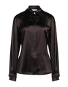 Liviana Conti Woman Shirt Dark Brown Size 4 Acetate, Viscose, Elastane