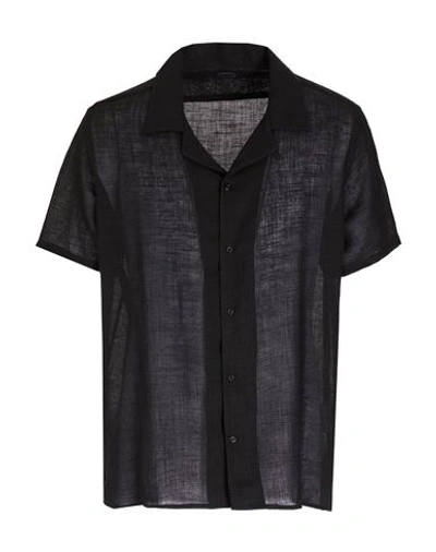 8 By Yoox Camp-collar S/sleeve Oversize Shirt Man Shirt Black Size L Viscose, Linen, Polyamide