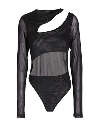 8 By Yoox Cut Out Body Woman Bodysuit Black Size Xl Polyester, Elastane