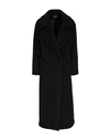 8 BY YOOX 8 BY YOOX DOUBLE-BREASTED WOOL COAT WOMAN COAT BLACK SIZE 10 WOOL, POLYAMIDE