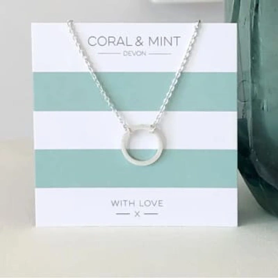 Coral & Mint Silver Eternity Necklace In Pink