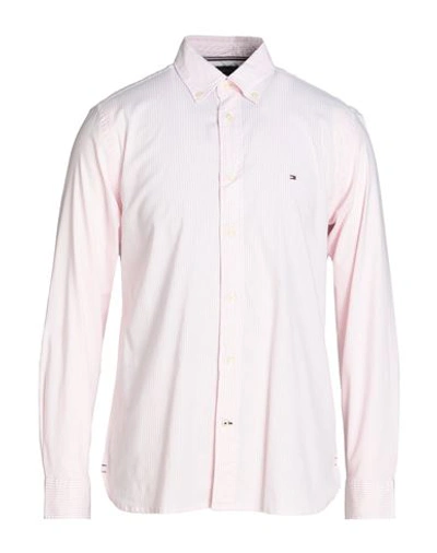 Tommy Hilfiger Man Shirt Light Pink Size L Cotton, Elastane