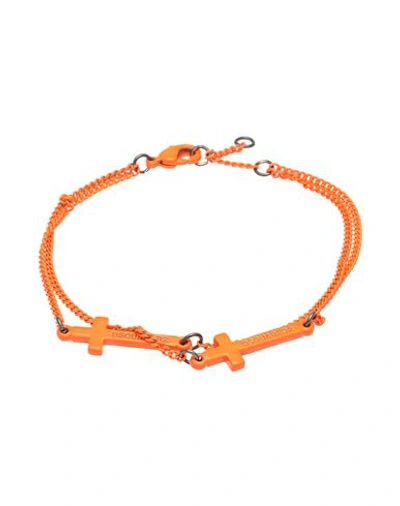 Dsquared2 Man Bracelet Orange Size L Metal In Orange