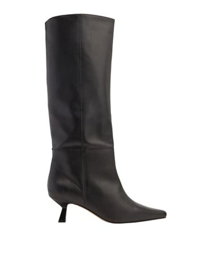 8 By Yoox Leather Pointy-toe Boot Woman Knee Boots Black Size 11 Calfskin