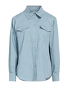 Face To Face Style Woman Shirt Sky Blue Size 4 Cotton, Polyester