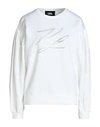 Karl Lagerfeld Puffy Sleeve Kl Sweatshirt Woman Sweatshirt White Size S Cotton, Polyester