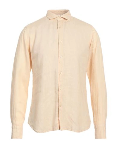 Tintoria Mattei 954 Man Shirt Sand Size 17 Linen, Cotton In Beige
