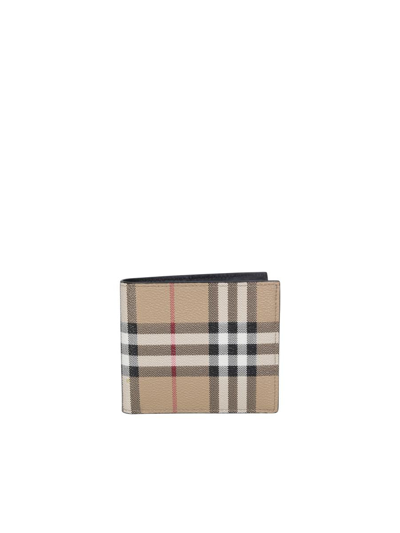 Burberry Beige Check Pattern Bi-fold Wallet In Multi
