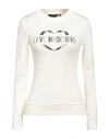 Love Moschino Woman Sweatshirt Cream Size 2 Cotton, Modal, Elastane In White