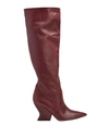 8 By Yoox Leather Wedge Sole High Boot Woman Knee Boots Burgundy Size 11 Ovine Leather In Red