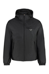 Prada Logo Plaque Puffer Jacket In Black