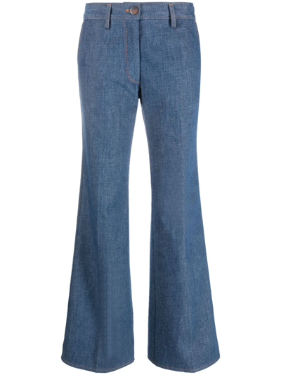 Forte Forte Mid-rise Cotton Flared Jeans In Blue