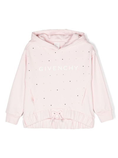 Givenchy Kids' Stud-embellished Cotton-blend Hoodie In Pink