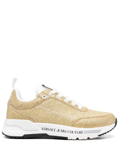 Versace Jeans Couture Metallic Low-top Sneakers In Gold