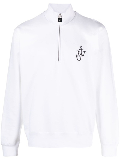 Jw Anderson Padlock Half Zip Sweatshirt In Bianco Chiari E Naturali