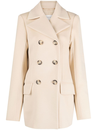 Sportmax Double-breasted Virgin-wool Coat In Neutrals