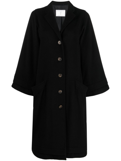 Société Anonyme Embroidered-logo Long Wide-sleeves Coat In Black