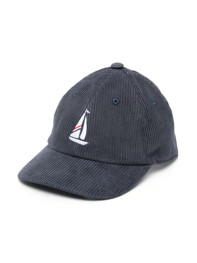 Thom Browne Kids' Logo-embroidered Cotton Cap In Blue