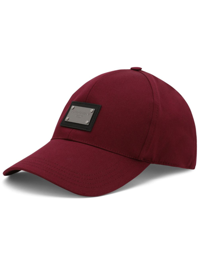 Dolce & Gabbana Cotton Baseball Cap With Logo Tag In Red