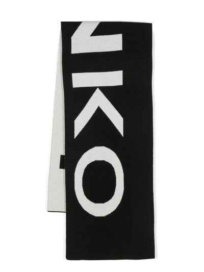 Pinko Logo-print Knitted Scarf In Black