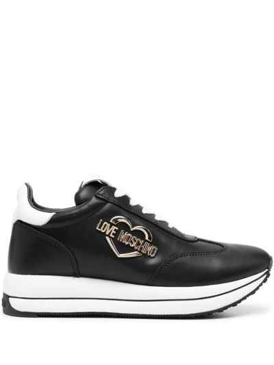 Love Moschino Logo-plaque Low-top Sneakers In Black