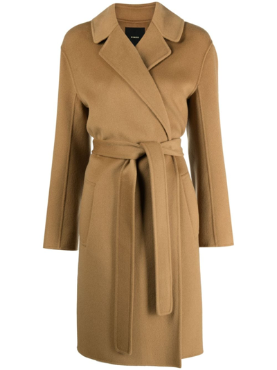 Pinko Single-breasted Coat In Brown