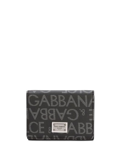 Dolce & Gabbana Logo-plaque Jacquard Wallet In Black