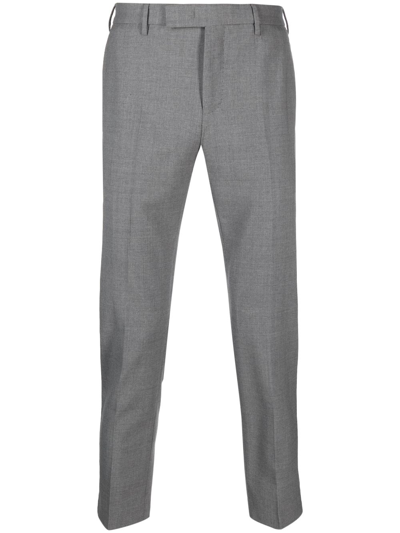 Pt Torino Mid-rise Wool Tailored Trousers In Grey