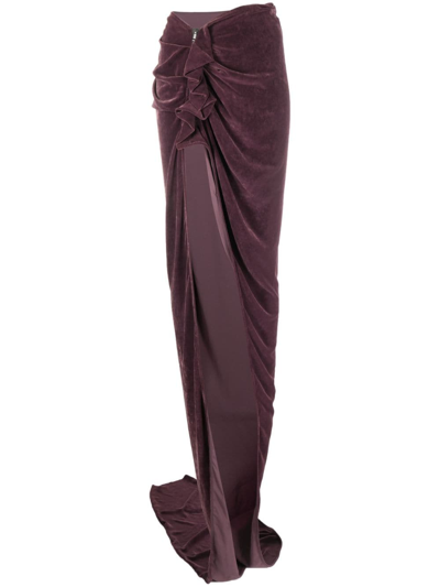 Rick Owens Asymmetric Ruffled Maxi Skirt In Purple