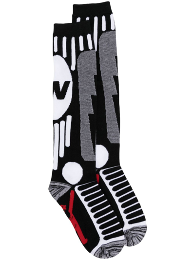 Walter Van Beirendonck Graphic-print Cotton-blend Socks In Black&white