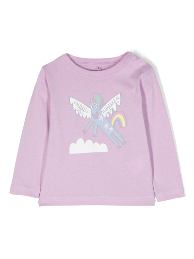 Stella Mccartney Babies' Cartoon-print Long-sleeved T-shirt In Purple