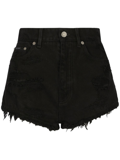 DOLCE & GABBANA DISTRESSED-EFFECT DENIM SHORTS