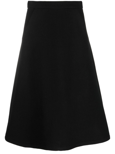 Société Anonyme Embroidered-logo Midi Skirt In Black