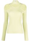 Coperni Cutout Stretch Viscose Knit Jumper In Green