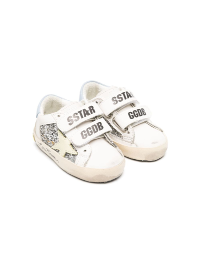 Golden Goose Kids' Touch-strap Glitter Sneakers In White