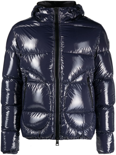 Herno Logo-patch Patent Padded Jacket In Blue
