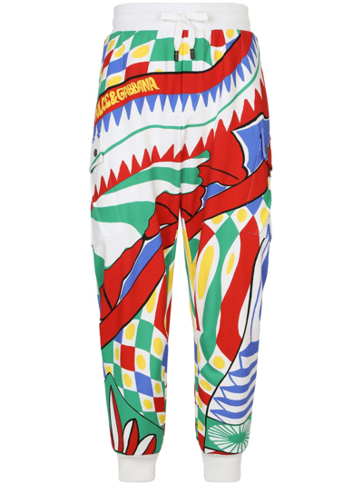 Dolce & Gabbana Logo-print Cotton Track Pants In Red