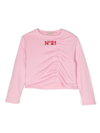 N°21 LOGO-EMBROIDERED GATHERED-DETAIL TOP