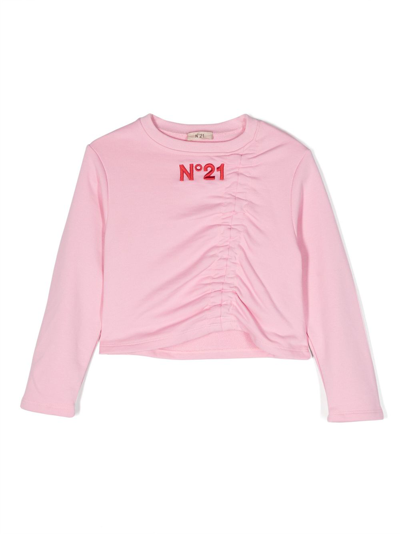 N°21 Kids' Logo-print Cotton Sweatshirt In Pink