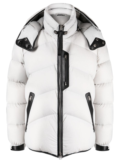 Tom Ford Down-feather Hooded Jacket In Silver