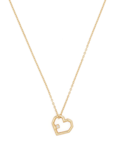 Aliita Mini Heart Rhinestone Necklace In Yellow