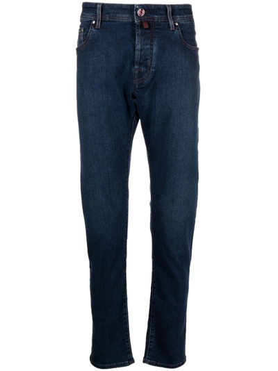 Jacob Cohen Logo-embroidered Slim-cut Jeans In Blue