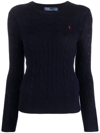Polo Ralph Lauren Logo-embroidered Wool-cashmere Jumper In Blue
