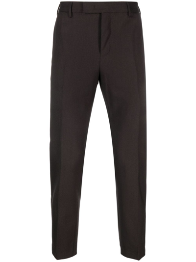 Pt Torino Mid-rise Wool Tailored Trousers In Brown