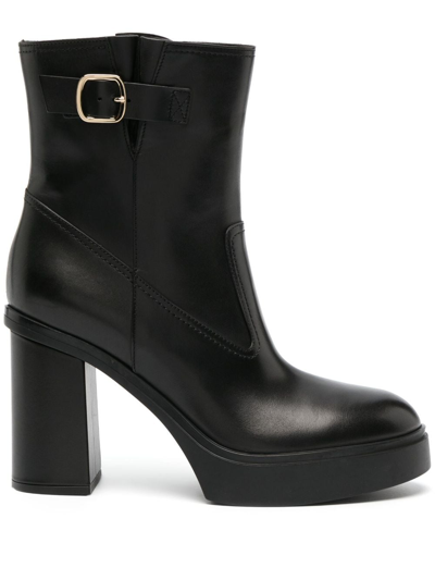 Santoni Buckle-detail 11mm Leather Boots In Black