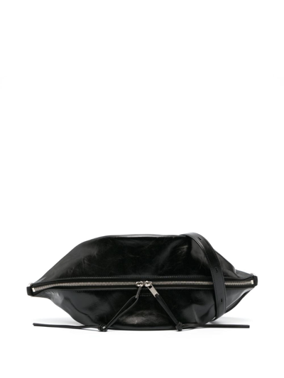 Jil Sander Logo-debossed Leather Belt Bag In Black