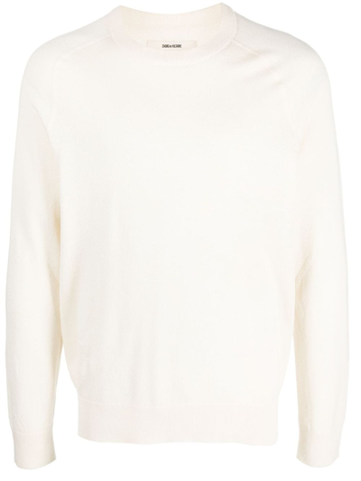 Zadig & Voltaire Thomaso Logo-intarsia Knitted Jumper In Neutrals