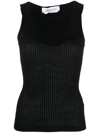 Blumarine Ribbed Top In Black