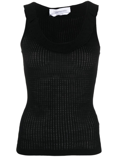 Blumarine Ribbed Top In Black