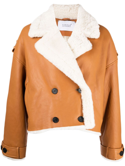 Common Leisure Grace Sheepskin Jacket In Brown